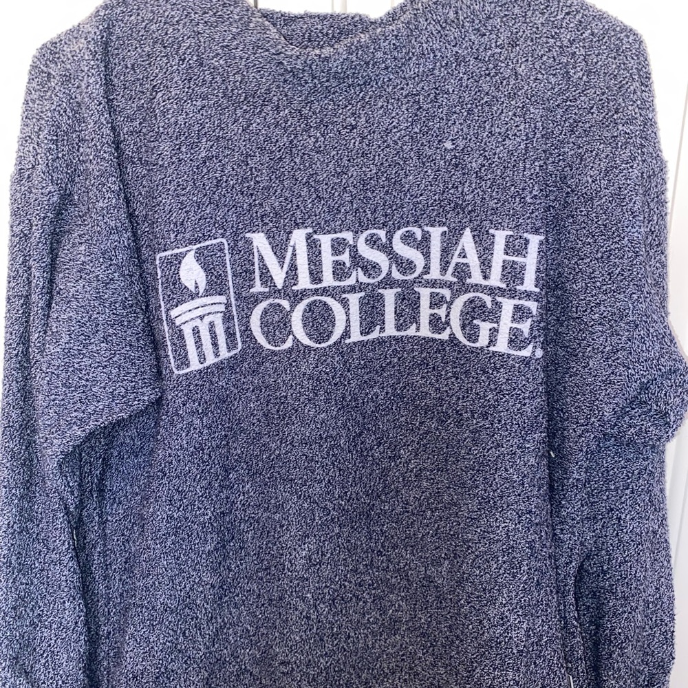 Blue Oversized Messiah College Crew Neck Sweatshirt
